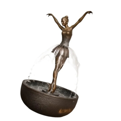 Elegant Ballerina Tabletop Water Fountain Exquisite Resin Decor With Built In Pump Quiet Circulating Water For Home Office Decor