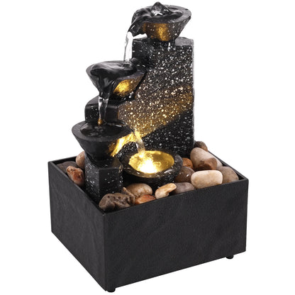 Tabletop Waterfall Home Decor Relaxation Meditation Desktop Fountain Lights Flowing Water Ornaments Mother&