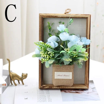 3D Faux Flowers Wall Decor Wooden Wall Hanging Hydrangea Wall Decor Retro Creative Imitation Flowers Decoration Home