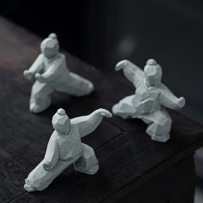 Tai Chi Master Figurine Creative Chinese Style Stone Statue Tabletop Decorations Tea Pet for Tea Lovers Home Office