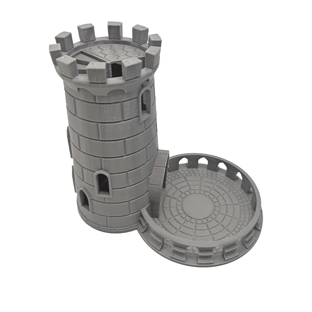 Medieval Castle Style DND Dice Rolling Tower Twister Portable Tabletop Accessory Game Tray for Role Playing Board Game Party