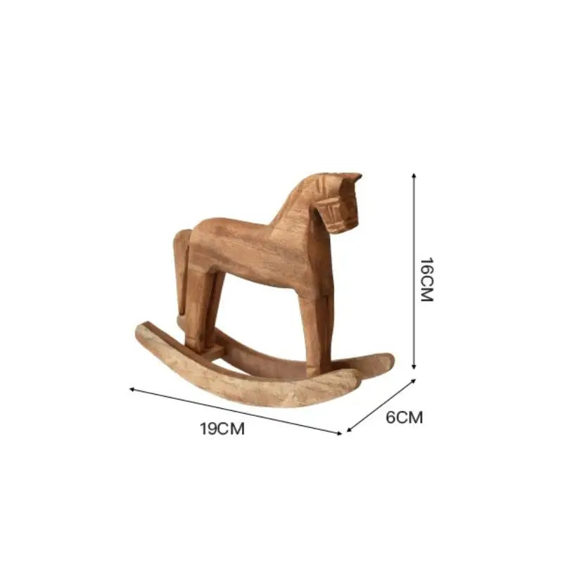 1Pc Handcrafted Wooden Rocking Horse Vintage Table Decor Nursery Room Ornament Kids Room Desktop Tabletop Home Decor