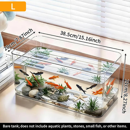 Highly Transparent Tabletop Fish Tank, Suitable for Office and Home Decoration, Trapezoidal Shape (Without Scenery or Stones)