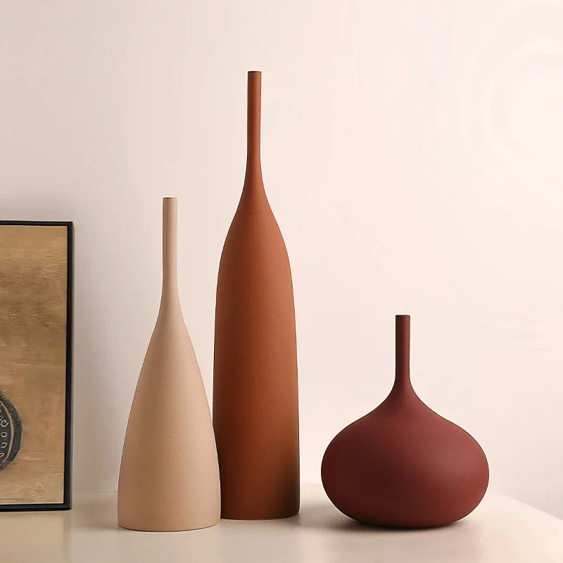 Handmade Ceramic Vase, Vintage Wabi-Sabi Living Room Decor, Morandi Style Home Decoration, living room decoration