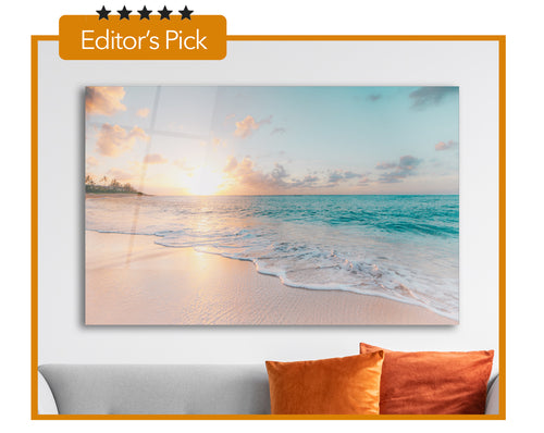 Sea & Waves Glass Wall Art, 18 × 28 in (46 × 72 cm)
